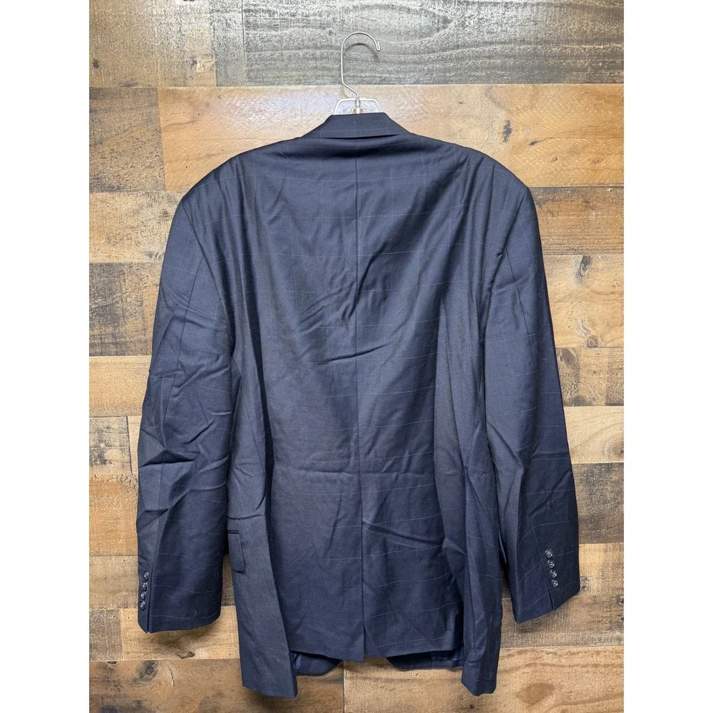 Tasso Elba Men's Dark Navy Windowpane‎ Suit Jacket Blazer Size XL